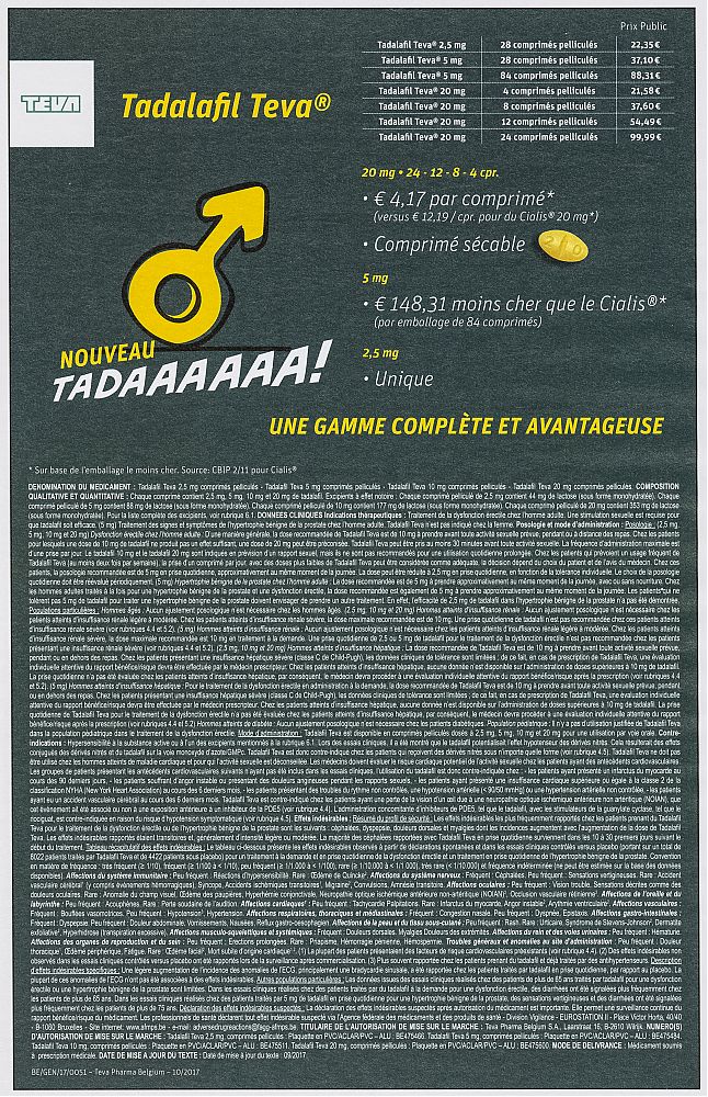 Prix du tadalafil teva 20 mg