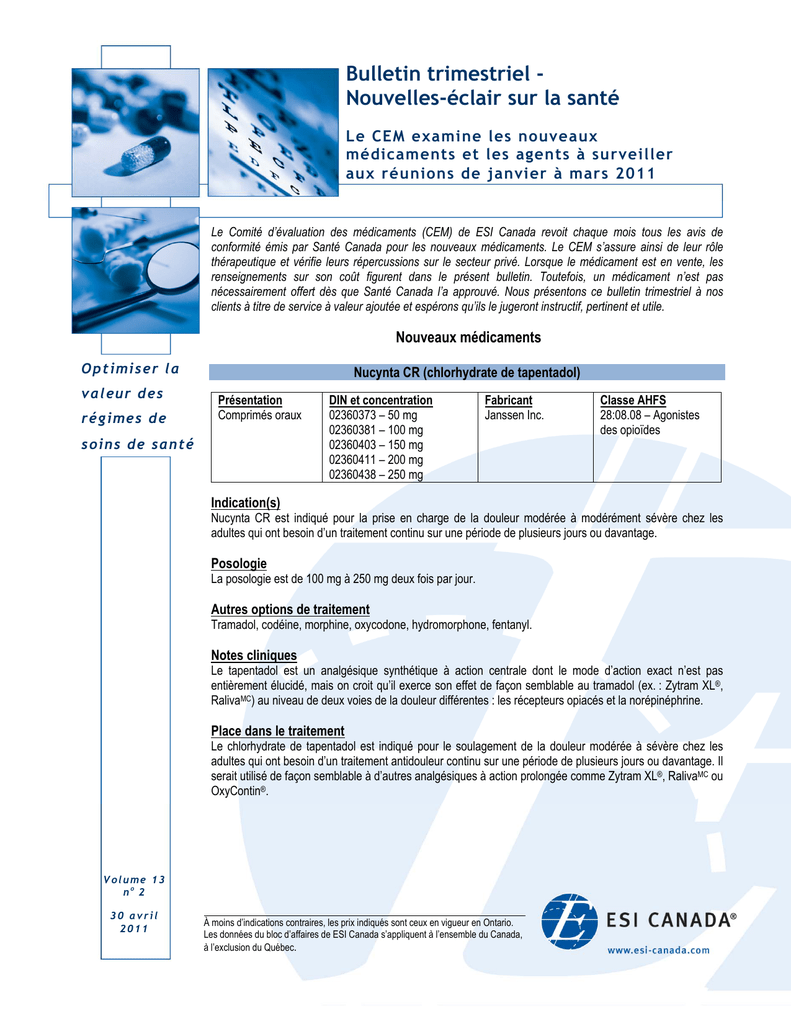 Nucynta sans ordonnance